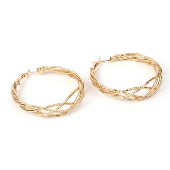 DONT GET IT TWISTED GOLD HOOPS - Picture 3 of 3